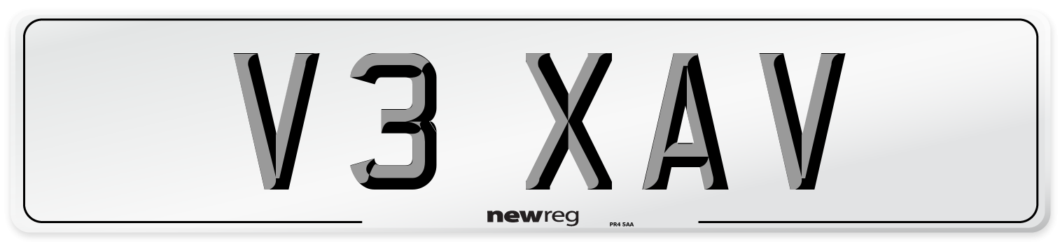 V3 XAV Number Plate from New Reg